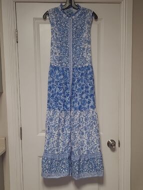 CeCe White Dress with Blue Floral Print
